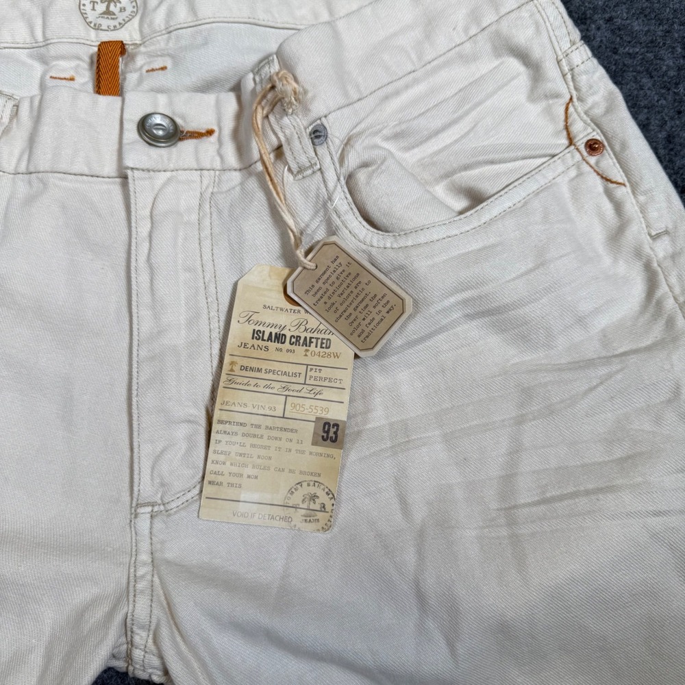Tommy Bahama Authentic Fit Jeans Mens 36x32 Linen Blend Off White Straight Leg - Picture 9 of 12